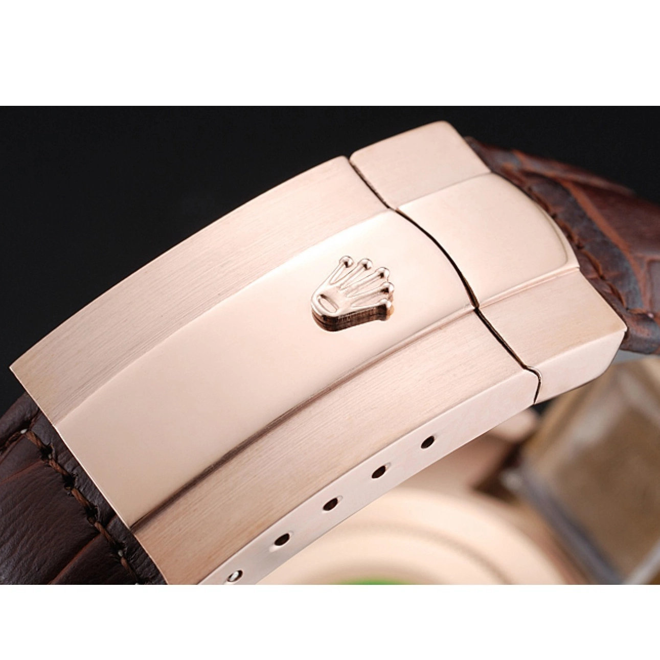 Aaa replica watch Daytona 1454243 Dial Rolex Case Rose Brown Brown Leather Bracelet Cosmograph Gold 0518